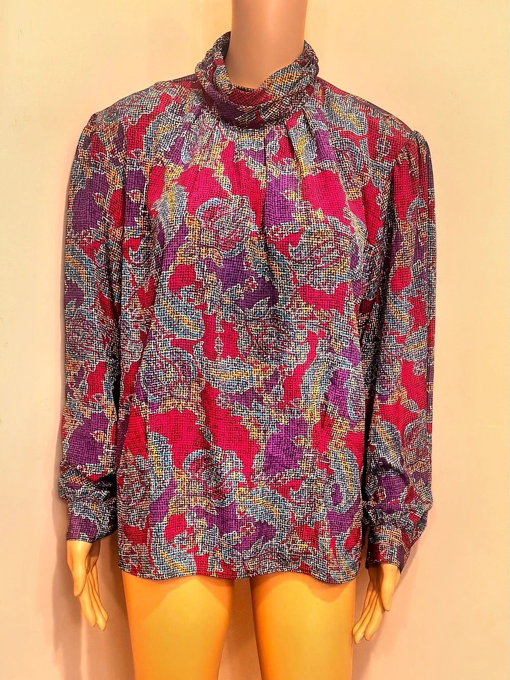 Laura and Jayne Paisley Blouse Purple & Pink Size 16 vintage